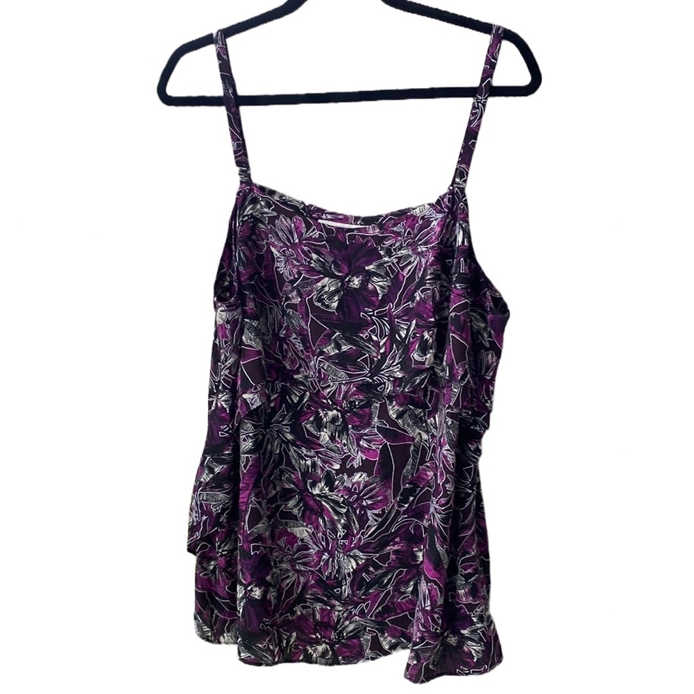 NWOT🪻🦄 Sejour Nordstrom Layered Ruffle Adjustable Long Camisole Purple Fuchsia